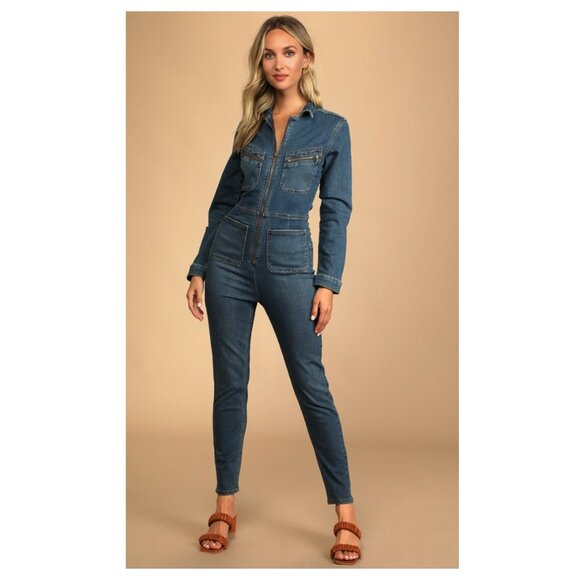 Free People Pants - FREE PEOPLE Lennox Stretch Denim Skinny Jumpsuit